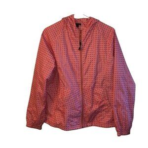 Hannah Womens Lightweight Hooded Jacket With Geometric Print Pink & White Size L